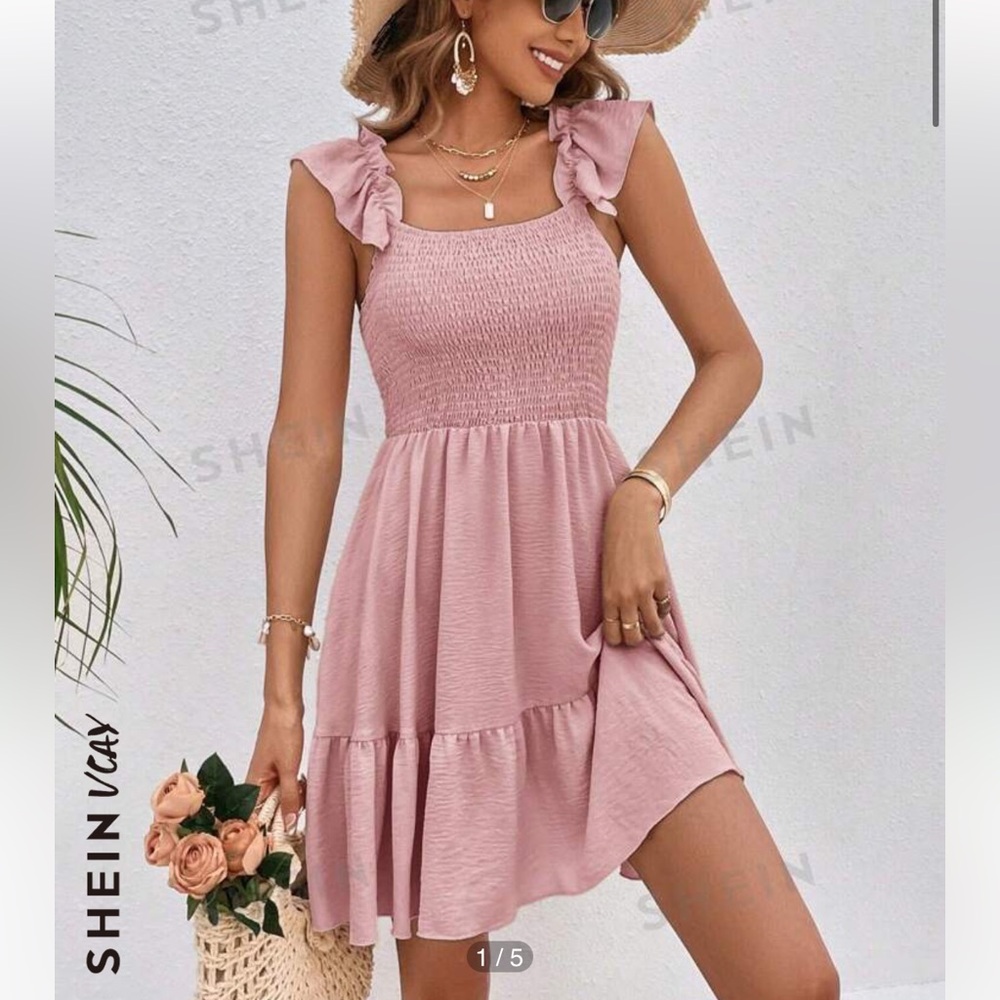 SHEIN ruffle trim dress